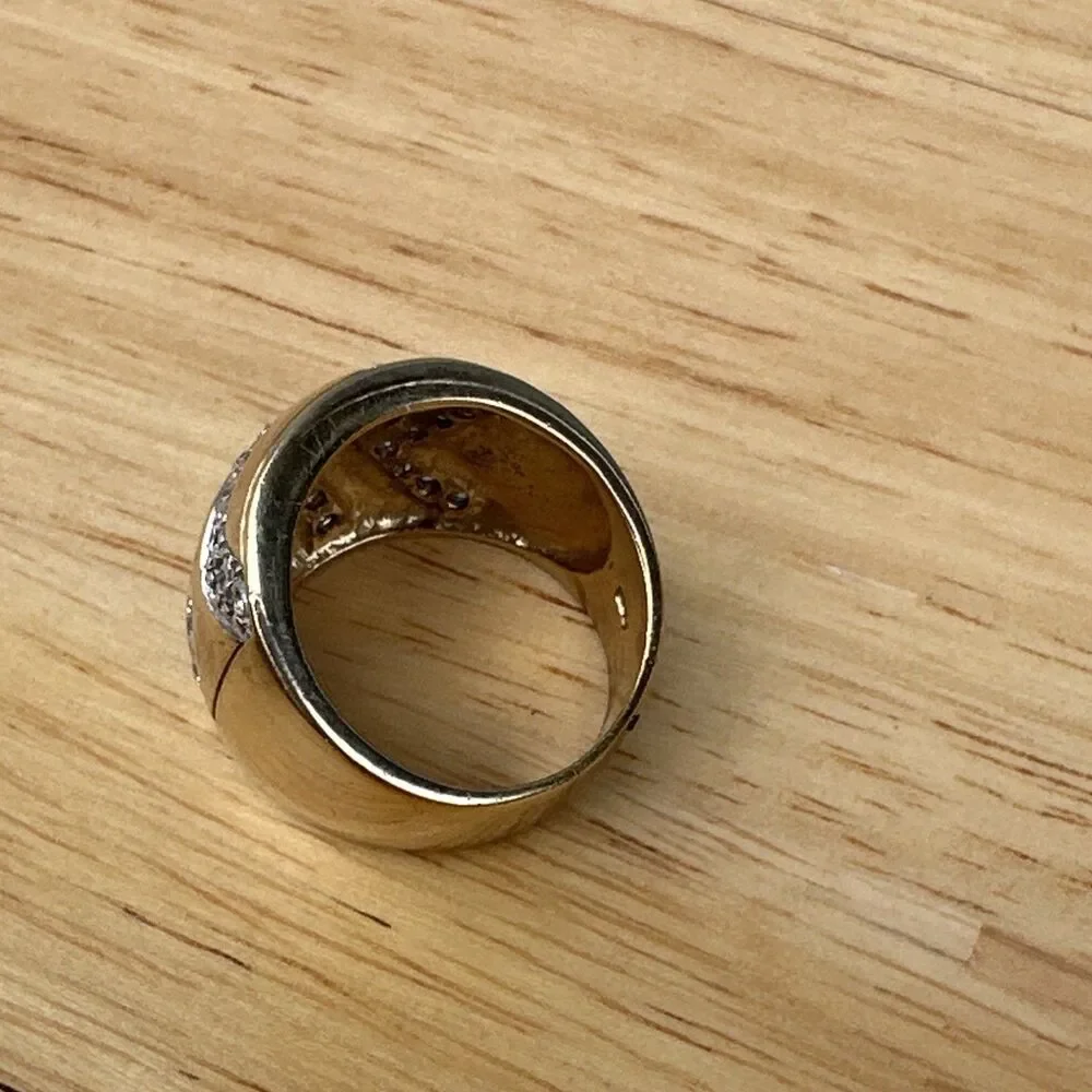 SETA 925 Gold Plated Silver Ring w/ Diamond Accents – Size 8 – 11.9g Unisex